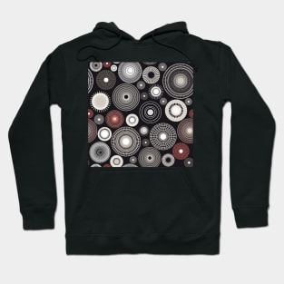 circles in black, white and coral Hoodie